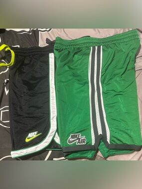 2 Nike Athletic Shorts Set - Green and Black with White Accents